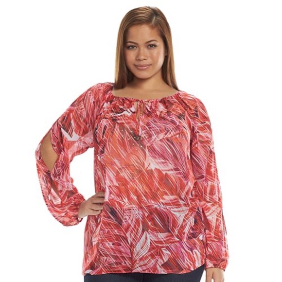 Jennifer Lopez red embellished cold-shoulder top - Picture 1 of 16